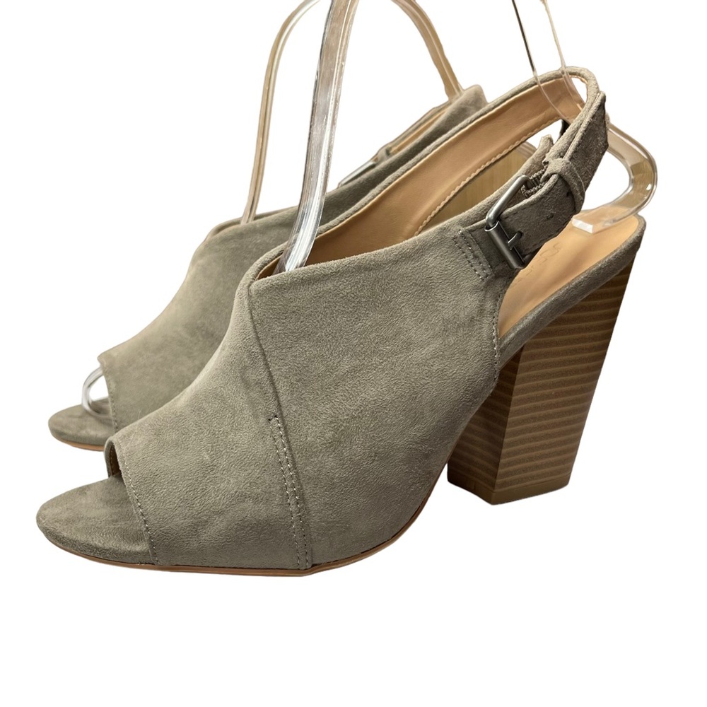 Joe’s Cameron chunky heel taupe tan khaki strappy heels women’s shoes size 8